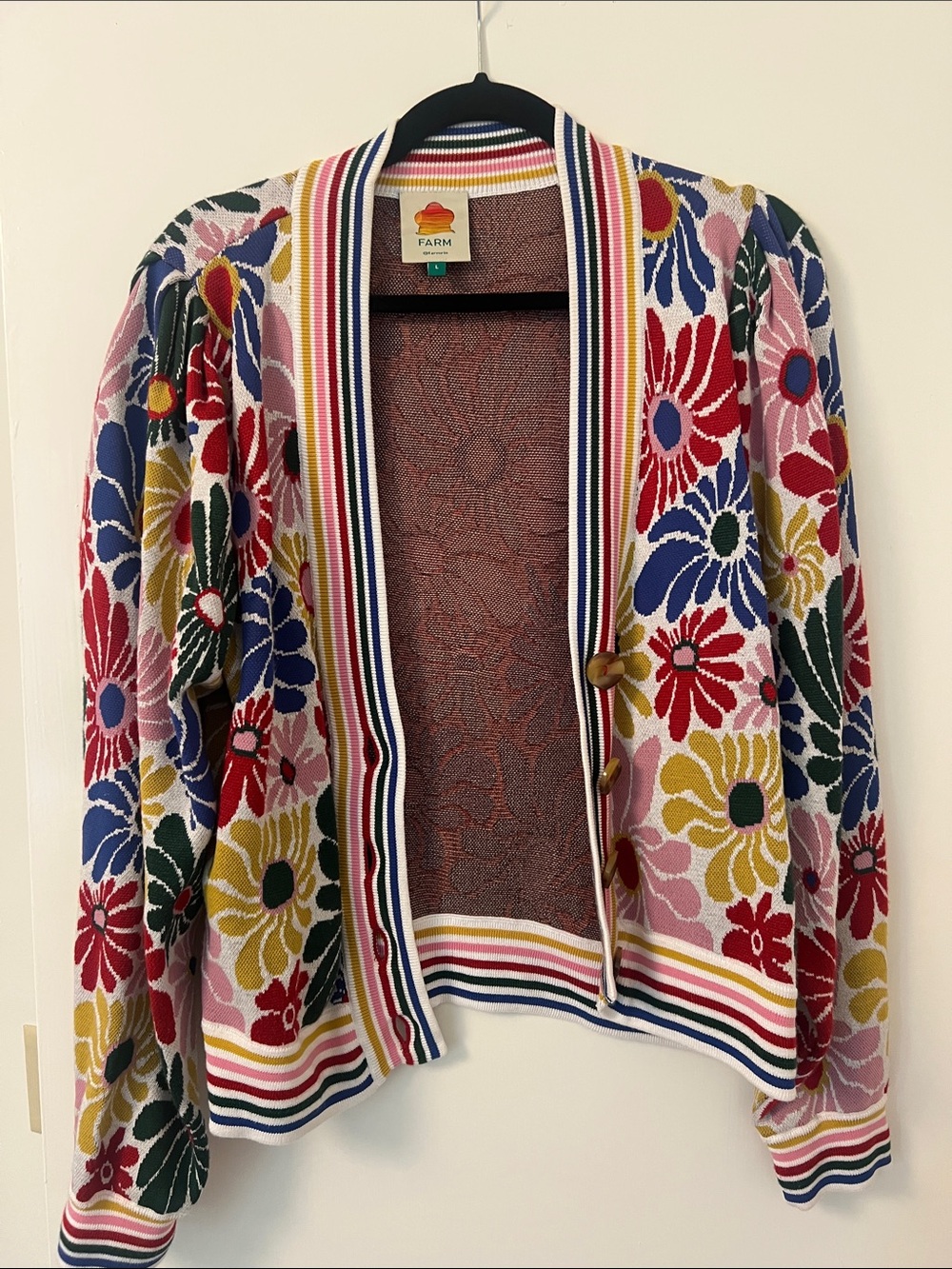 FARM Rio Multicolor Floral Knit Blazer Jacket